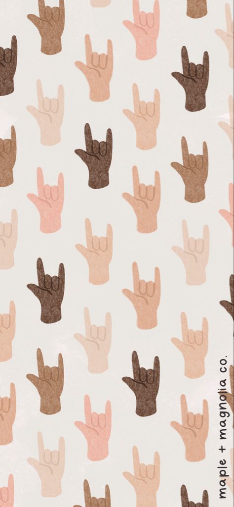 Created by Maple + Magnolia Co. on instagram and Etsy! #illustration #typography #positivity #positivevibes #goodvibes #art #asl #iloveyou #hands #wallpaper #iphone Teacher Wallpaper Iphone, Sign Language Wallpaper, Asl Wallpaper, Language Wallpaper, Hands Wallpaper, Hand Wallpaper, Things Wallpaper, Asl Sign Language, Asl Signs