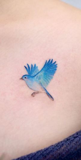 Bluebird Of Happiness Tattoo, Small Bluebird Tattoo, Bluebird Tattoo Meaning, Blue Bird Tattoo, Bird Shoulder Tattoos, Little Bird Tattoos, Red Bird Tattoos, Tiny Bird Tattoos, Bluebird Tattoo