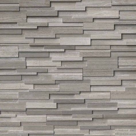 Stacked Stone - Gray Oak 3D Honed - Hardscape Stone Veneer Wall, Stacked Stone Panels, Marble Wall Tiles, Honed Marble, Stone Panels, Oak Panels, Into The Wood, Stone Cladding, Marble Wood