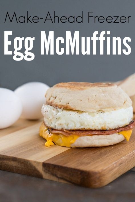 Make Ahead Egg Mcmuffin Recipe, Make Ahead Egg Mcmuffin, Make Ahead Mcmuffins, Make Ahead Road Trip Food, Make Ahead Eggs, Freezer Eggs, Egg Mcmuffin Recipe, Sausage And Egg Mcmuffin, Sandwich Shapes