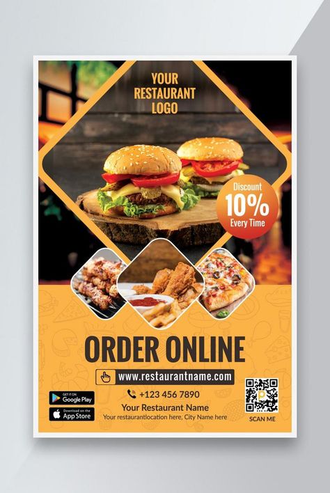 Pizza Menu Design, Fast Food Poster, Food Flyer Design, Fast Food Advertising, Flyers Design, Restaurant Flyer, Burger Restaurant, Food Advertising, Salty Foods