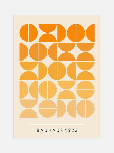 Add a splash of colour to your walls with this mid century inspired Bauhaus graphic design poster. Featuring gradient orange semi circles in a minimalist layout. Bauhaus Artwork, Bauhaus Graphic Design, Bauhaus Graphic, Bauhaus Posters, Circle Poster, Minimalist Layout, Minimalist Typography, Bauhaus Poster, Bauhaus Style