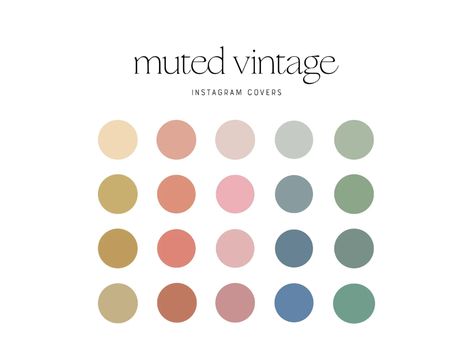 Muted Vintage Tones Instagram Highlight Covers Colorful | Etsy Highlight Covers Colorful, Vintage Color Palette, Colorful Instagram, Instagram Covers, Vintage Colour Palette, Muted Rainbow, Vintage Instagram, Hex Color Codes, Instagram Highlight Covers