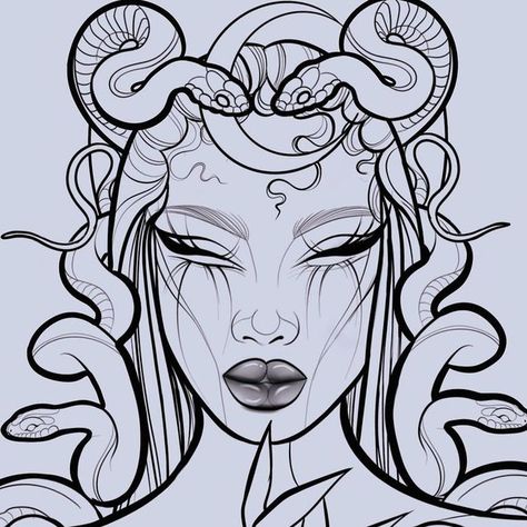 𝕸𝖆𝖗𝖙𝖍𝖆 𝕽𝖚𝖇𝖞 𝕽𝖔𝖘𝖊 on Instagram: "Updated Medusa Tattoo Designs, All on the website 🖤 • Do not steal or copy any Tattoo Designs, all designs are copyrighted. To use, please purchase the design online & the permission email.  • #goddesstattoo #tattoodesign #medusatattoo" Bratz Doll Tattoo Stencil, Black Medusa Art, Black Medusa Tattoo Design, Medusa Art Tattoo, Medusa Outline, Cosmic Tattoo, Any Tattoo, Black Medusa, Medusa Tattoo Design