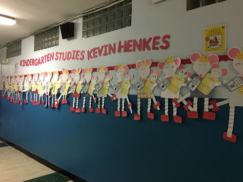 Mrs. B. & Mrs. S.'s Chrysanthemum Bulletin Board by Kevin Henkes Kindergarten Bulletin Boards, Kevin Henkes, Hallway Displays, Reading Month, Author Study, Beginning Of Year, Author Studies, Character Traits, Classroom Bulletin Boards