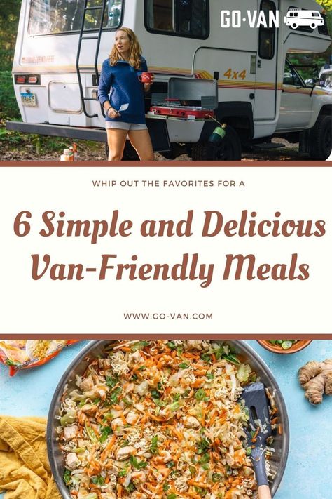 Healthy Van Life Meals, Camper Van Food Ideas, Easy Vanlife Meals, Cooking In Your Car, Campervan Cooking Recipes, Easy Camper Van Meals, Campervan Meal Ideas, Van Life Cooking Recipes, Easy Campervan Meals