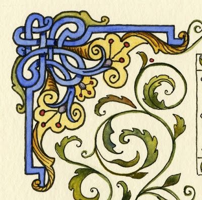 Everyday Artist: Step-by-Step Watercolor: The Modern Illuminated Manuscript Leslie Fehling, Medieval Drawings, Medieval Artwork, Illustrated Manuscript, Art Challenges, Step By Step Watercolor, My Calendar, Inspiring Photos, Illumination Art