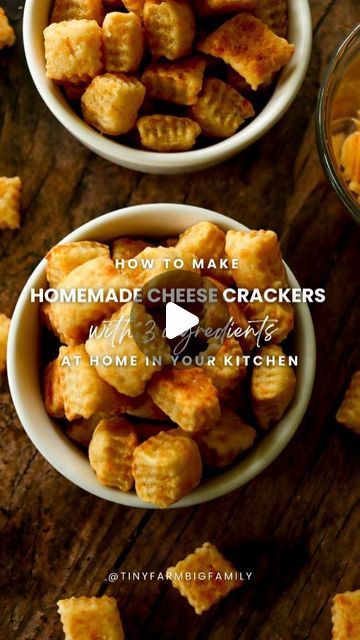 Heather | Homesteader - Baking - Recipes on Instagram: "Let's talk about kids' snacks. With six kids, you can imagine the amount of snacking in our house. A single box of cheese crackers costs about $5 and lasts for just one snack session. I can't fathom that or justify it as a good snack option. So, I set out to create a homemade cheese cracker recipe that was healthy, simple, easy to make, and made with ingredients you likely already have at home.

These homemade cheese crackers will make you want to leave that box on the shelf once you realize how simple and easy they are to make.

Comment CHEESE CRACKERS to make my delicious homemade cheese crackers! The recipe is simple and easy to make. Learn how to bake healthy snacks for kids using cheddar cheese, flour, cold butter, and spices. Pe Bake Healthy Snacks, Healthy Cheese Crackers, Easy Cheese Crackers, Cheese Cracker Recipe, Homemade Cheese Crackers, Cracker Recipe, Bake Healthy, Homemade Food Gifts, Homemade Crackers