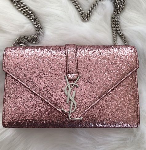 Pink Ysl Bag, Pink Ysl, Style Names, Backpack Luxury, Handbag Styles, Dream Things, Rose Bag, Glitter Bag, Cute Wallets