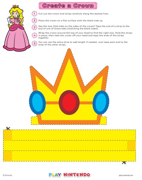 Princess Peach Crown Diy Template, Princess Peach Craft, Princess Peach Crown Template, Princess Peach Crown Diy, Diy Princess Peach Crown, Princess Peach Party Games, Princess Peach Diy, Princess Peach Crown, Princess Peach Costume Diy