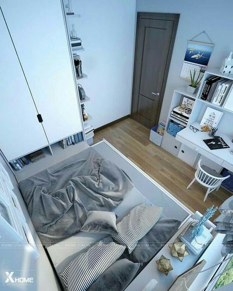 Tiny Bedroom Design, Bilik Idaman, Pelan Rumah, Small Apartment Bedrooms, Hiasan Bilik Tidur, Small Room Design Bedroom, Small Bedroom Designs, Small Bedroom Decor, Small Room Design