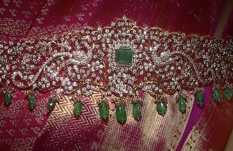 Diamond Vaddanam, Hindu Jewelry, Vaddanam Designs, Gold Temple Jewellery, Bridal Jewelery, Diamond Wedding Jewelry, Antique Jewellery Designs, Gold Jewelry Simple Necklace, Diamond Necklace Designs