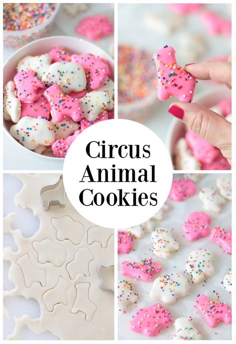 Homemade Circus Animal Cookies Homemade Circus Animal Cookies, Homemade Animal Cookies, Circus Animal Cookies Recipes, Circus Animal Cookie Party, Animal Cookie Recipes, Animal Cracker Recipe, Animal Crackers Recipe, Animal Cookies Recipe, Frosted Animal Cookies