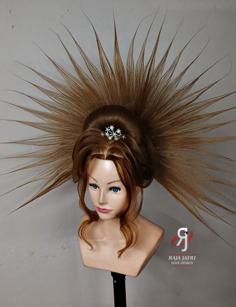 Messy Bun For Work, Bun For Work, Carnival Hairstyles, Hair Stules, Long Hair Designs, Competition Hair, Dyed Curly Hair, Hairstyles Design, Avant Garde Hair