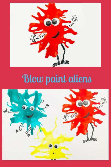 Incredibly easy to do and fun to create these different alien characters. Toddlers and young children alike will enjoy this fun kids craft. Alien Art Preschool, Smeds And The Smoos, Alien Crafts For Toddlers, Alien Activities Preschool, Alien Art For Kids, Alien Activities For Kids, Painting Crafts For Preschoolers, Space Arts And Crafts For Kids, Alien Crafts For Kids