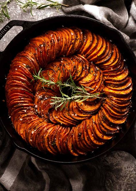 Sweet Potato And Potato Gratin, Sweet Potato Tian, Airfryer Sweet Potato Recipes, Sweet Potatoe Casserole Recipes, Roasted Sweet Potato Slices, Sweet Potato Bake, Scalloped Sweet Potatoes, Sweet Potato Side Dish, Sweet Potato Sides