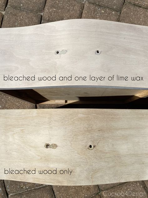 Turning my dark stained cherry wood desk into light wood | Cuckoo4Design Bleach Wood Furniture Diy, Bleach Dark Wood Furniture Diy, Refinishing Wood Veneer Furniture, Bleaching Cherry Wood Furniture, Dark Wood To Light Wood Diy, Liming Wax Before And After, Liming Wax Over Dark Stain, Wood Bleaching Diy, Bleach Furniture