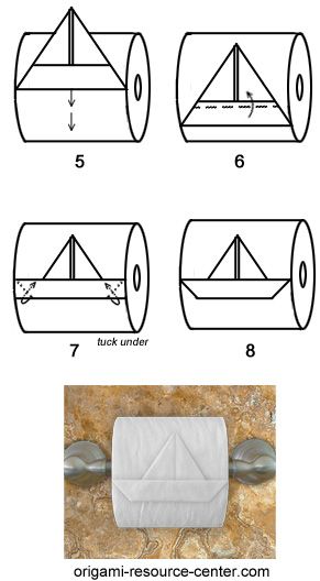 Toilet Paper Origami, Dekorere Bad, Toilet Paper Art, Vika Papper, Origami Boat, Toilet Paper Crafts, Folding Origami, Paper Origami, Boat Stuff