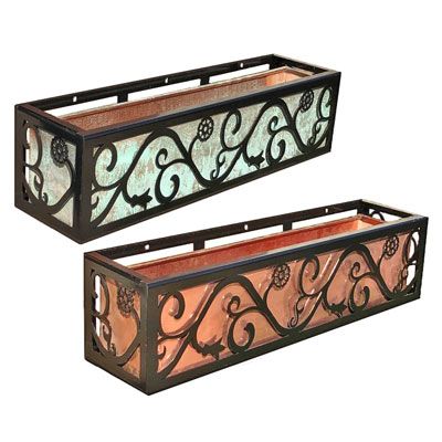 Flower Box Design, Iron Window Boxes, Wrought Iron Window Boxes, Metal Window Boxes, Wall Garden Indoor, Wood Window Boxes, Window Baskets, Wrought Iron Window, Wrought Iron Wine Rack