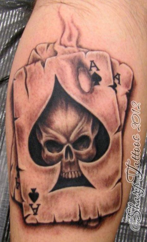 Aces Ace Of Spades Tattoo, Playing Card Tattoos, Spade Tattoo, Ace Tattoo, Card Tattoo Designs, Ace Card, Skull Tattoo Design, Card Tattoo, Ace Of Spades