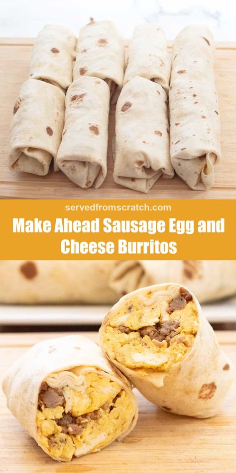 Our latest grab-n-go breakfast is hearty, delicious, and perfect to make ahead for meal prep. These Sausage Egg and Cheese Breakfast Burritos will make those busy weekday mornings a breeze and fuel you all day! Freezer Egg Burritos, Bulk Sausage Recipes Breakfast, Make Ahead Grab And Go Meals, Breakfast Burrito Sausage, Sausage Egg And Cheese Wrap, Easy Breakfast Sandwiches To Freeze, Meal Prep Breakfast Wraps, Freezer Make Ahead Breakfast, How To Freeze Breakfast Burritos