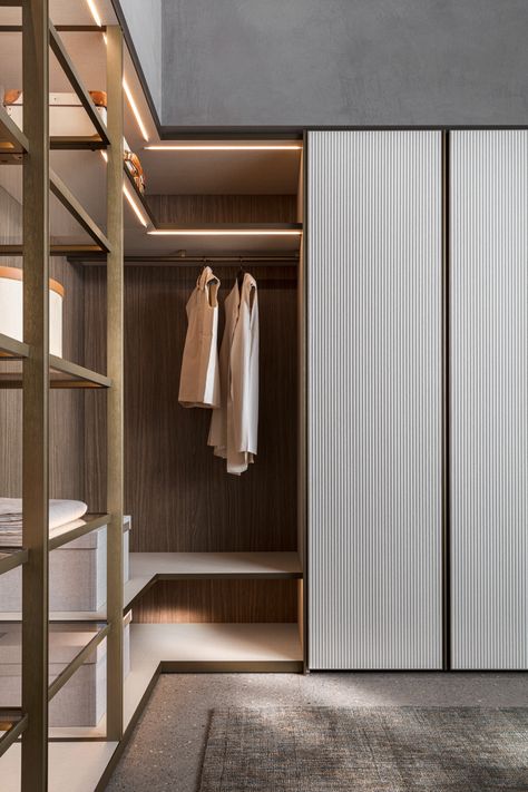 Equipped walk-in closet without doors - Gliss Master - Molteni&C Modern Wardrobe Doors, Wardrobe Makeover Ideas, Aesthetic Wardrobe Closet, Modern Wardrobe Design, Wardrobe Organization, Aesthetic Wardrobe, Wardrobe Aesthetic, Wardrobe Design Modern, Glass Closet