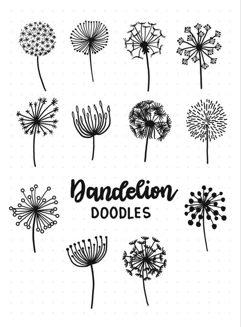 Drawing A Dandelion, Dandelion Doodle Simple, Drawing Of Dandelion Flower, Dandelions Doodles, Dandelion Sketch Simple, Dandelion Drawing Tutorial, Dandelion Line Drawing, Dandelion Pottery Painting, Dandelion Simple Drawing