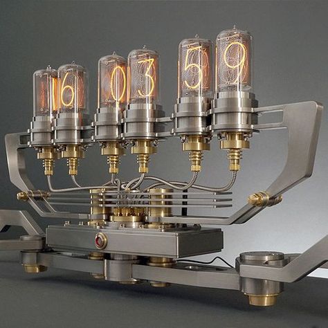 Nixie Tube, Steampunk Clock, Going To Sleep, Steampunk Decor, Cool Clocks, Bedroom Lamp, Steampunk Lamp, Electronics Projects Diy, Steampunk Design