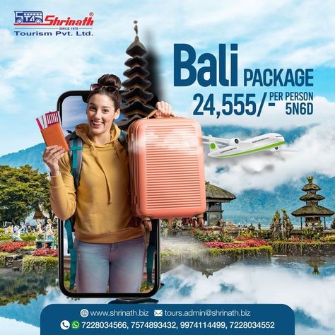 𝐁𝐚𝐥𝐢 𝐓𝐨𝐮𝐫 𝐏𝐚𝐜𝐤𝐚𝐠𝐞

#Bali #TourPackage #BaliTrips with #ShrinathTourism

Book your #5Nights6Days Bali Package starting @ INR 24,255/- PP now!

Call Us @ 9974114499 / 7228034552 / 7228034566 / 7574893432 for more details

.
.
*𝗡𝗢𝗧𝗘𝗦
The rates And Availability Of The Hotel Are Subject To Change

T&C Applied

#ShrinathTourism #Shrinathgroupofcompanies #Lowestprice #Offer #Deal #TourPackage #bestdeal #Travel #Tourism #package #Ahmedabad #BaliMemories #BaliDiaries Poster Design Kids, Travel Advertising Design, Bali Tour Packages, Tourism Design, Visual Advertising, Bali Tour, Travel Advertising, Travel Poster Design, Social Media Advertising Design