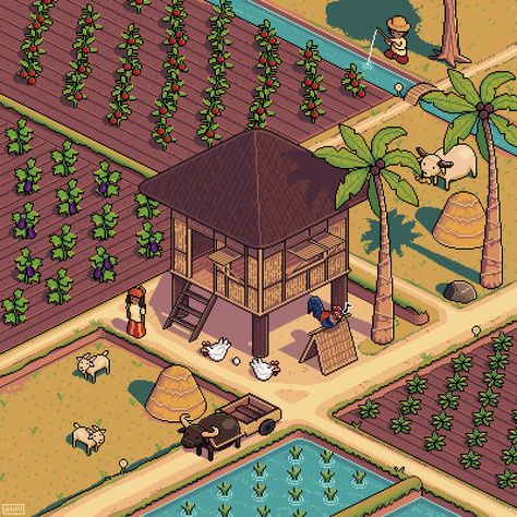 AdroitCell @ #StickersForFoodPH on Twitter: "is it.,,, is it too late to join… " Filipino Artifacts, Bahay Kubo Design, Isometric Pixel Art, Isometric Pixel, Pixel Art Sticker, Floral Back Tattoos, Bahay Kubo, Filipino Art, Philippine Art