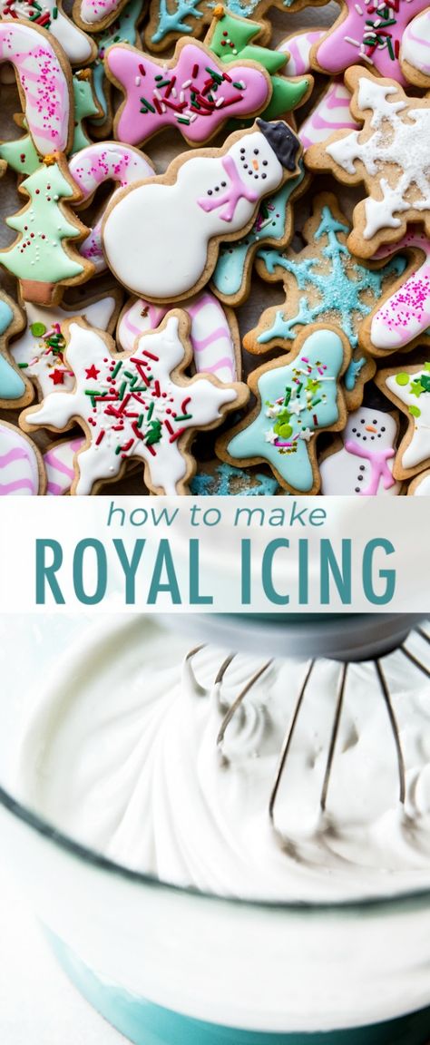 Royal Icing With Meringue Powder, Icing With Meringue Powder, Easy Royal Icing Recipe, Cookie Icing Recipe, Sally's Baking, Sugar Cookie Icing, Meringue Powder, Royal Icing Recipe, Gateaux Cake