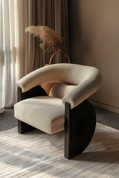 Discover Japandi Accent Chairs that add function without clutter. Tips on choosing sleek, minimalist chairs that provide essential seating without overwhelming the space. 🎨🏡 Furniture Design Aesthetic, Japandi Armchair, Japandi Furniture Design, Chair Design For Living Room, Japandi Chair, Japandi Sofa, Sleek Chairs, Sleek Armchair, Accent Chair Decor