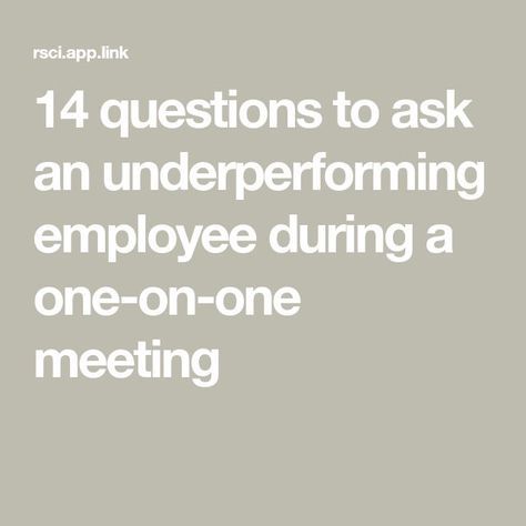 14 questions to ask an underperforming employee during a one-on-one meeting Good Leadership Skills, Leadership Inspiration, Employee Development, Staff Motivation, Work Goals, How To Motivate Employees, Leadership Management, Employee Recognition, Work Skills