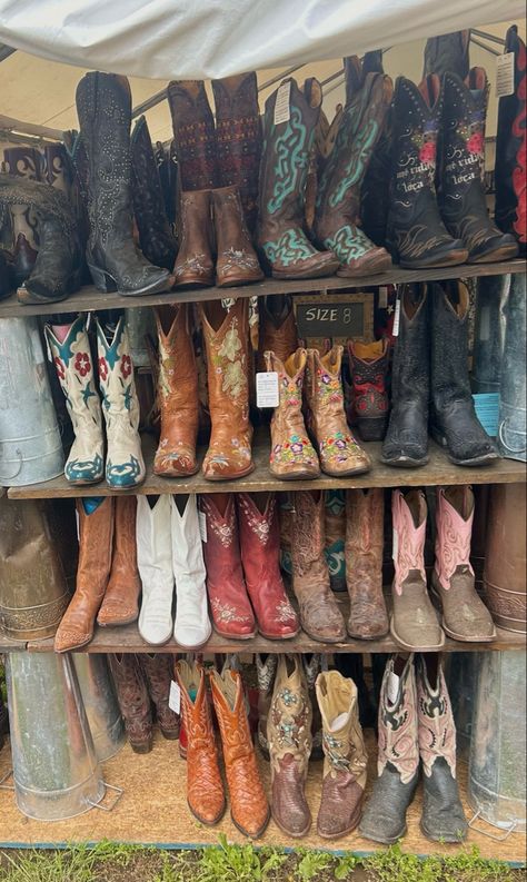 #brimfield #fleamarketfinds #cowboyboots #western #thrift Thrift Outfits Ideas, Thrift Aesthetic, Flea Market Finds, Cowboy Boots, Mood Board, Outfit Ideas, Boots, Outfit Inspo