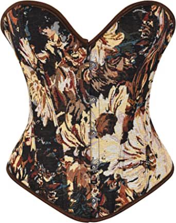 Medieval Woman, Boned Corsets, Vintage Corset, Gothic Clothes, Womens Camisoles, Women Corset, Overbust Corset, Victorian Clothing, Floral Denim