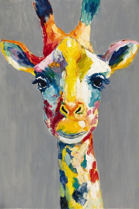 Giraffe Framed Painting Acrylic Giraffe Painting, Giraffe Oil Painting, Abstract Giraffe Painting, Cool Oil Pastel Art, Girafe Painting, Easy Giraffe Painting, Summer Acrylic Painting Ideas, Abstract Art Oil Pastel, Animal Paintings Easy