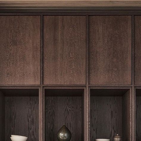 Dark Oak Kitchen, Wooden Kitchens, Bespoke Kitchen Cabinets, Material Samples, Nordic Kitchen, Pantry Shelving, Plywood Cabinets, Bespoke Kitchen, Stained Oak