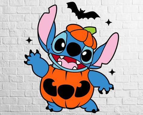 Halloween Stitch Drawing, Halloween Bouquet Toppers, Cut Halloween Wallpapers, Drawing Ideas Stitch, Bouquet Toppers, Wallpaper Stitch, Disney Canvas Paintings, Halloween Aesthetic Wallpaper, Halloween Stitch