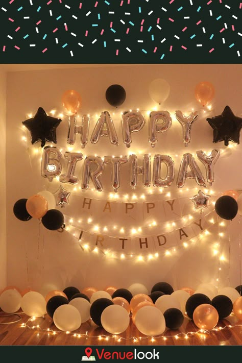 Decorating Ideas For The Home Birthday Party, Simple Bdy Decoration, Birthday Party Decoration Ideas At Home, 15 Birthday Ideas Decorations At Home, Simple 15 Birthday Party Ideas, Birthday Decoration With Lights, Decoration Ideas Party Birthday At Home, Simple Party Decorations At Home, Room Decor Ideas For Birthday