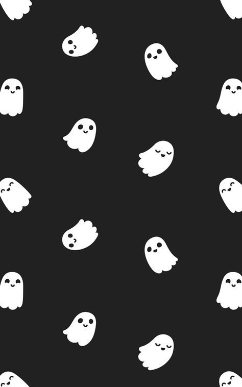 Ghosts Wallpaper, Dark Decor, Ghosts Halloween, Wallpaper Design, Halloween Wallpaper, Halloween Ghost, Black Background, Solid Black, Cute Cartoon