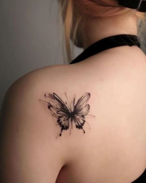 Unique Butterfly Tattoos, Tato Minimal, Butterfly Tattoo On Shoulder, Turtle Tattoo Designs, Butterfly Tattoos For Women, Back Of Shoulder Tattoo, Shoulder Tattoos For Women, Butterfly Tattoo Designs, Unique Tattoo Designs