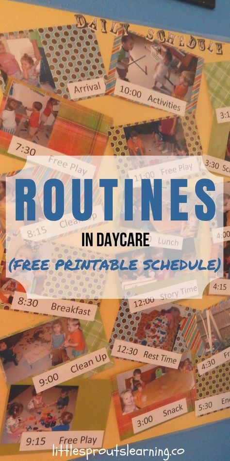 Keeping Routines in Home Daycare can help make your day fun and easier. Use this free printable schedule to plan out your days of fun with kids. Daycare Schedule Ideas, Home Daycare Schedule, Daycare Daily Schedule, In Home Daycare, Daycare Schedule, Daycare Lesson Plans, Daily Schedule Kids, Printable Schedule, Toddler Daycare