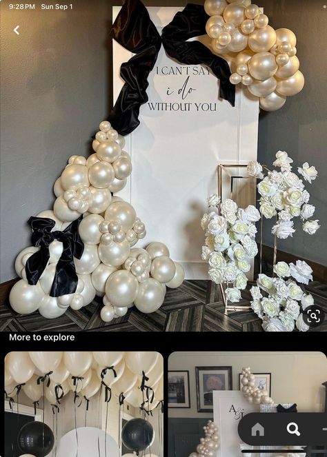 Black And White Glam Party, Black And Pearl Birthday Party, Black And White Treats Table, Engagement Party Ideas Black And White, Black And White Affair Party, Black And White Baby Shower Theme, Black And White Coquette Birthday, Couples Birthday Party Ideas, Black And White 30th Birthday Party