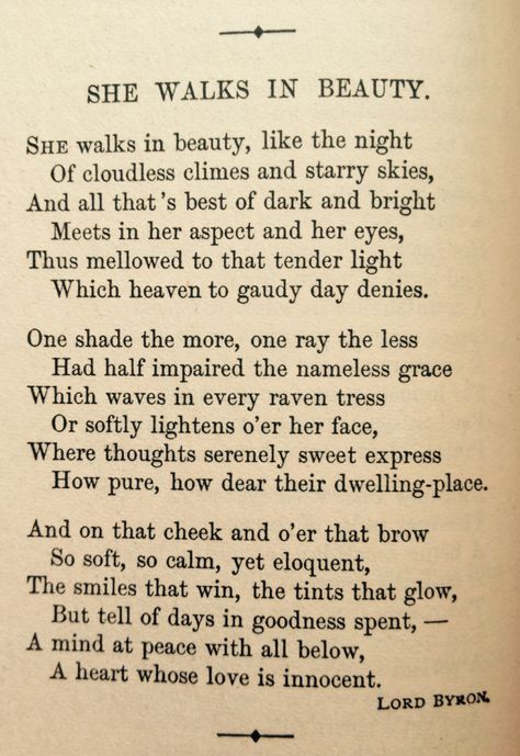 Lord Byron She Walks In Beauty, She Walks In Beauty Poem, 1800 Poetry, Poetry Classics Books, 19th Century Poetry, She Walks In Beauty Lord Byron, Self Written Poetry, Old Poetry Books, She Poetry