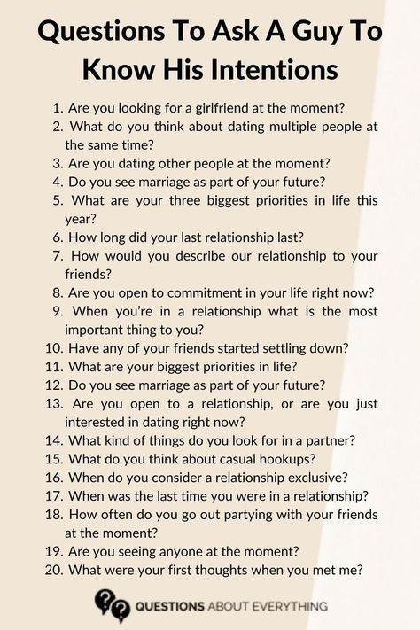 questions to ask a guy to know his intentions Deep Conversation Topics, Questions To Ask A Guy, Questions To Get To Know Someone, Topics To Talk About, Question To Ask, Relationship Lessons, Relationship Psychology, Fun Questions To Ask, Relationship Challenge