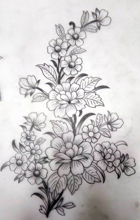 Designsketch.in - Page 3 of 4 - Organize Collection of Sketch Floral Sketch, Pencil Drawings Of Flowers, Fabric Paint Designs, Flower Drawing Design, Floral Embroidery Patterns, Pencil Design, Border Embroidery Designs, Flower Sketches, Floral Drawing