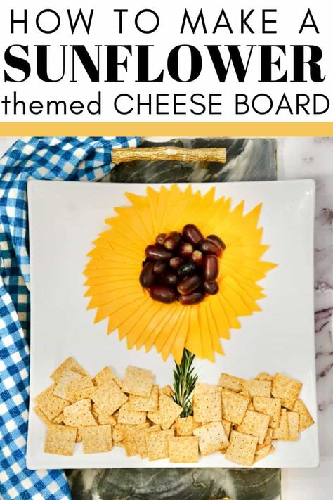 Sunflower Charcuterie Board - Mama Cheaps® Sunflower Charcuterie, Charcuterie Board Easy, Summer Charcuterie Board, Summer Charcuterie, Easter Teacher Gifts, Sausage Pasta Bake, Charcuterie Board Diy, Cheese Triangles, Holiday Desserts Christmas