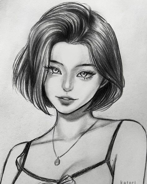 Katori 🍜 on Instagram: “I love short hairstyle <3 @jeilalou • • • • • #shorthairstyle #jeiladizon #fypシ #fyp #sketch #sketchbook #sketching #drawing #artsketch…” Short Hair Drawing, Realistic Hair Drawing, Pencil Sketches Easy, Wolf Haircut, Hair Illustration, Pencil Sketch Images, Female Drawing, Seni Dan Kraf, Pen Art Drawings