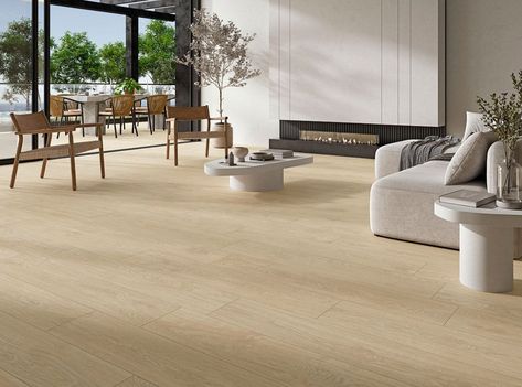 Revitalize your living areas with Whitehill Beckleywood porcelain tile, offered in an impressive 9” x 48” large format that commands attention in any setting. This contemporary porcelain wood tile embodies a simplistic Scandinavian vibe, featuring blonde tones with natural knots and grains for an authentic wood-look. Displaying a diverse array of distinctive wood grain patterns, each tile captures the intricate essence of real wood planks, ensuri Flooring Remodel, Porcelain Wood Tile, Gray Porcelain Tile, Wood Plank Flooring, Matte Porcelain Tile, Pebble Tile, Polished Porcelain Tiles, Wood Tile Floors, Floor Remodel