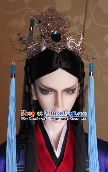 Ancient Chinese Prince Emperor Headwear Headpieces Hair Accessories Crown Coronet Set for Men Boys Adults Kids Chinese Headpiece, Japanese Crown, Chinese Crown, Asian Royalty, Royalty Crown, Hair Accessories Crown, Chinese Emperor, Chinese Princess, Chinese Hair Accessories